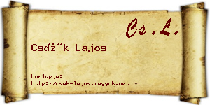 Csák Lajos névjegykártya